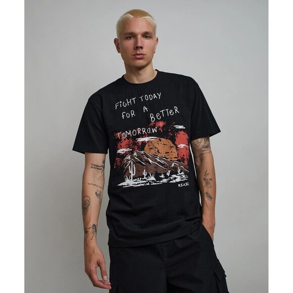 Reason T-Shirt Men’s L, XL Black Fight Today for a Better Tomorrow Embroidered - Picture 5 of 11